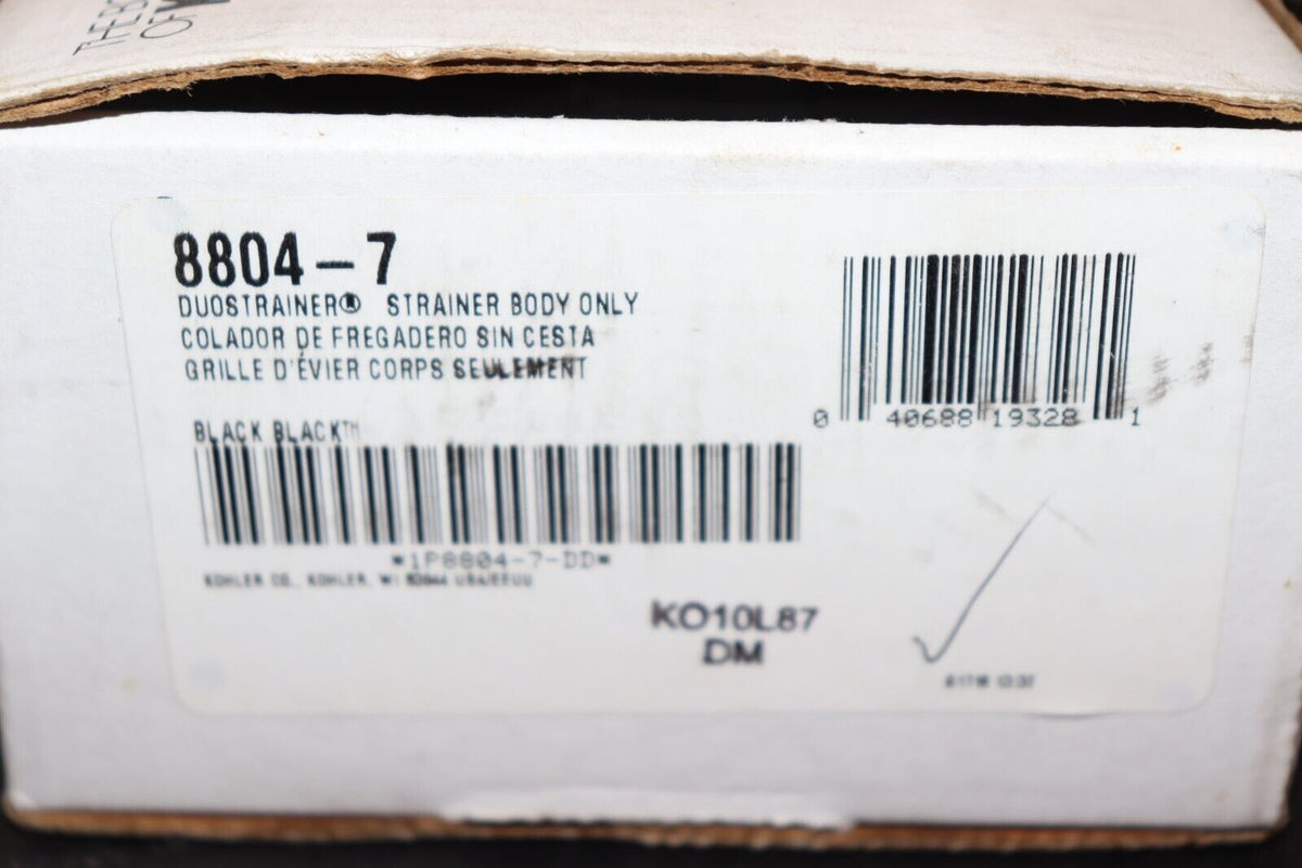Kohler Duostrainer Manual Body with Tailpiece Black, K-8804-7 - Northside Material Brokers