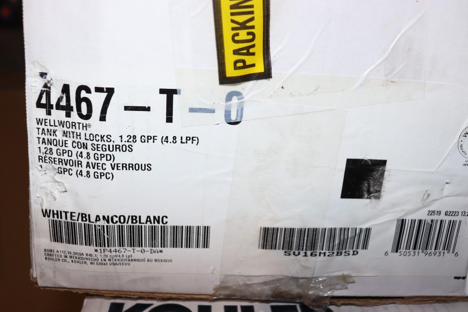 KOHLER Wellworth 1.28 Gpf Tank, w/ Locks K4467-T, White - Northside Material Brokers