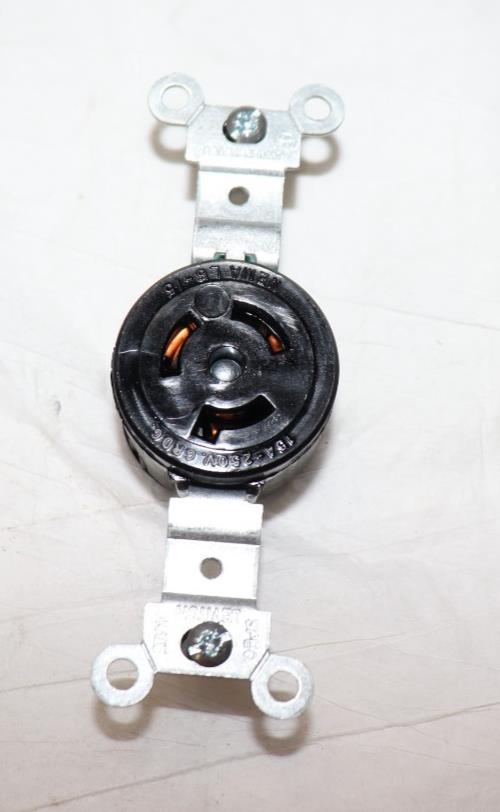 Leviton 4560, 15A-250V Single Receptacle Grounded Locking Black, NIB - Northside Material Brokers