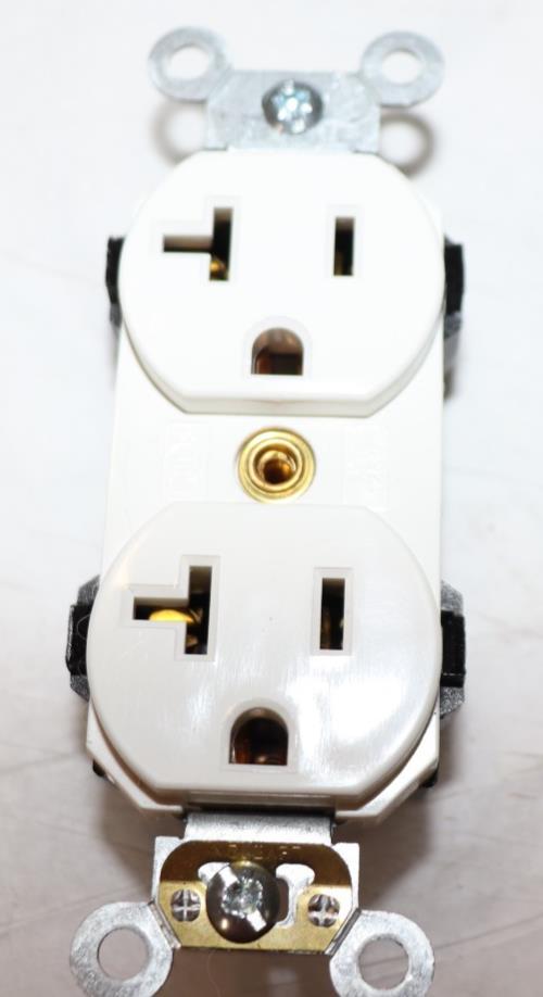 Leviton M5362-SW Duplex Receptacle 20A 125V 5-20R Industrial White, Lev-Lock - Northside Material Brokers