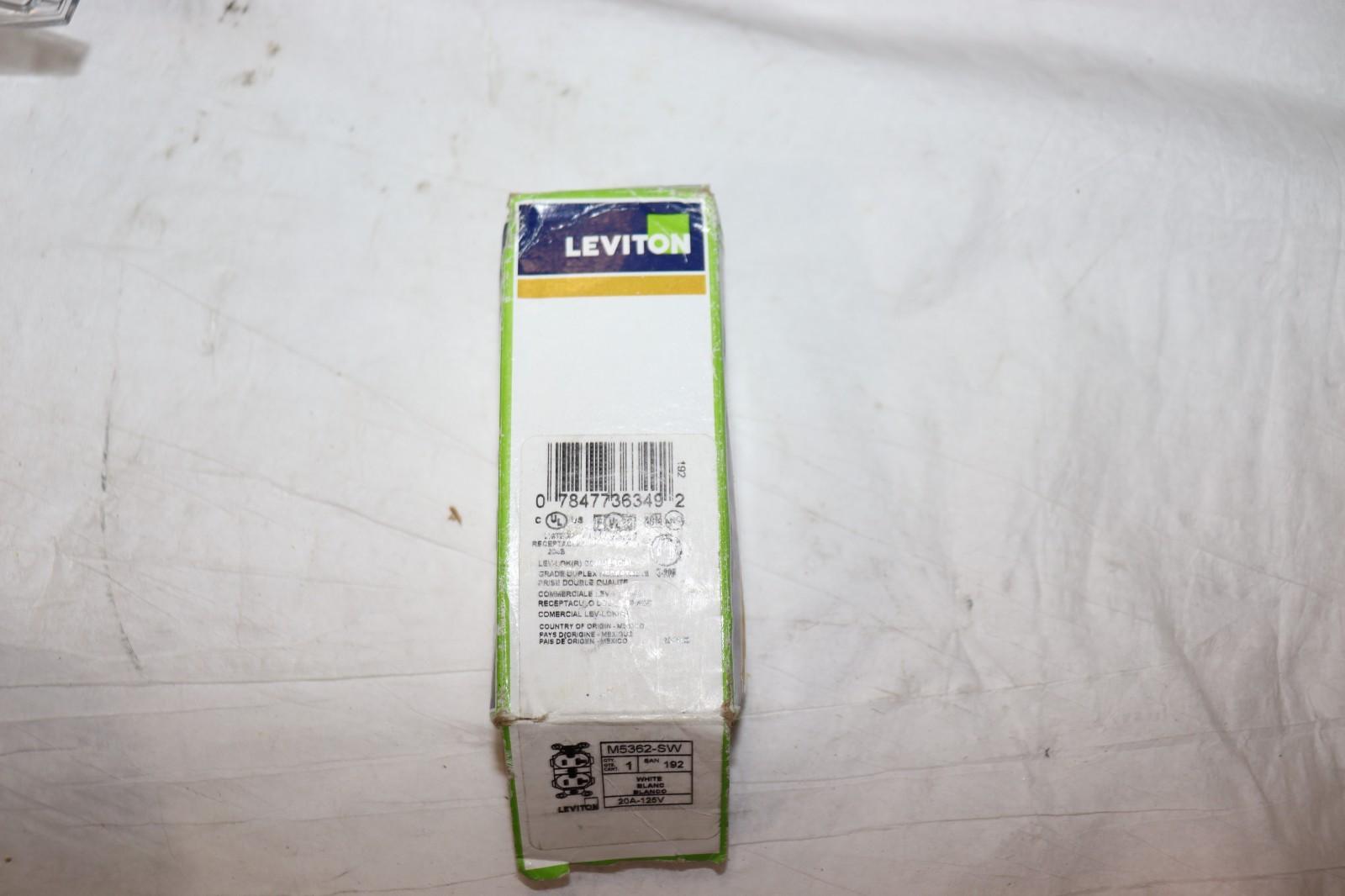 Leviton M5362-SW Duplex Receptacle 20A 125V 5-20R Industrial White, Lev-Lock - Northside Material Brokers