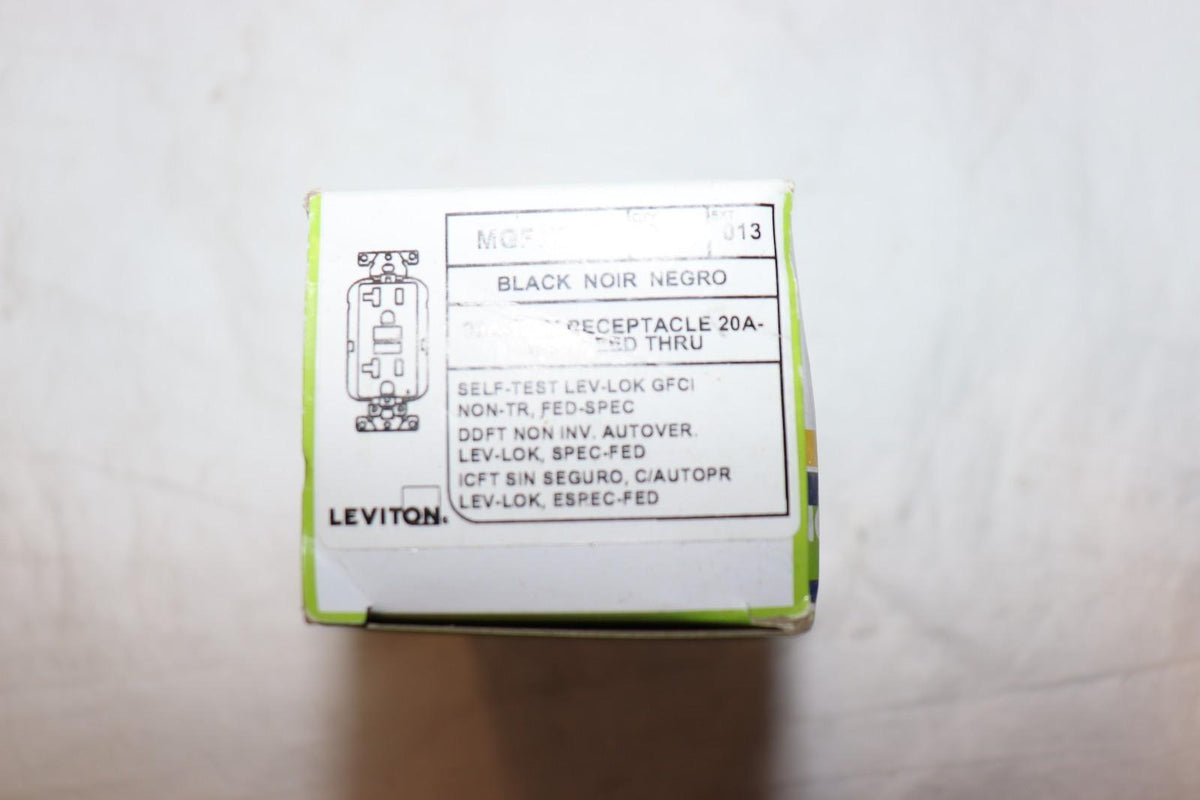 LEVITON MGFN2-E 20A 125V RECEPTACLE, Self Test GFCI Outlet, Black, Lev-Lock - Northside Material Brokers