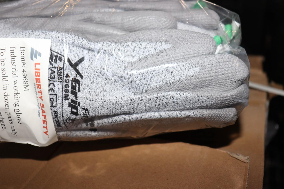 Liberty Safety Work Gloves 4968M Coated Work Gloves, Gray, 12 Pack - Size Medium - Northside Material Brokers