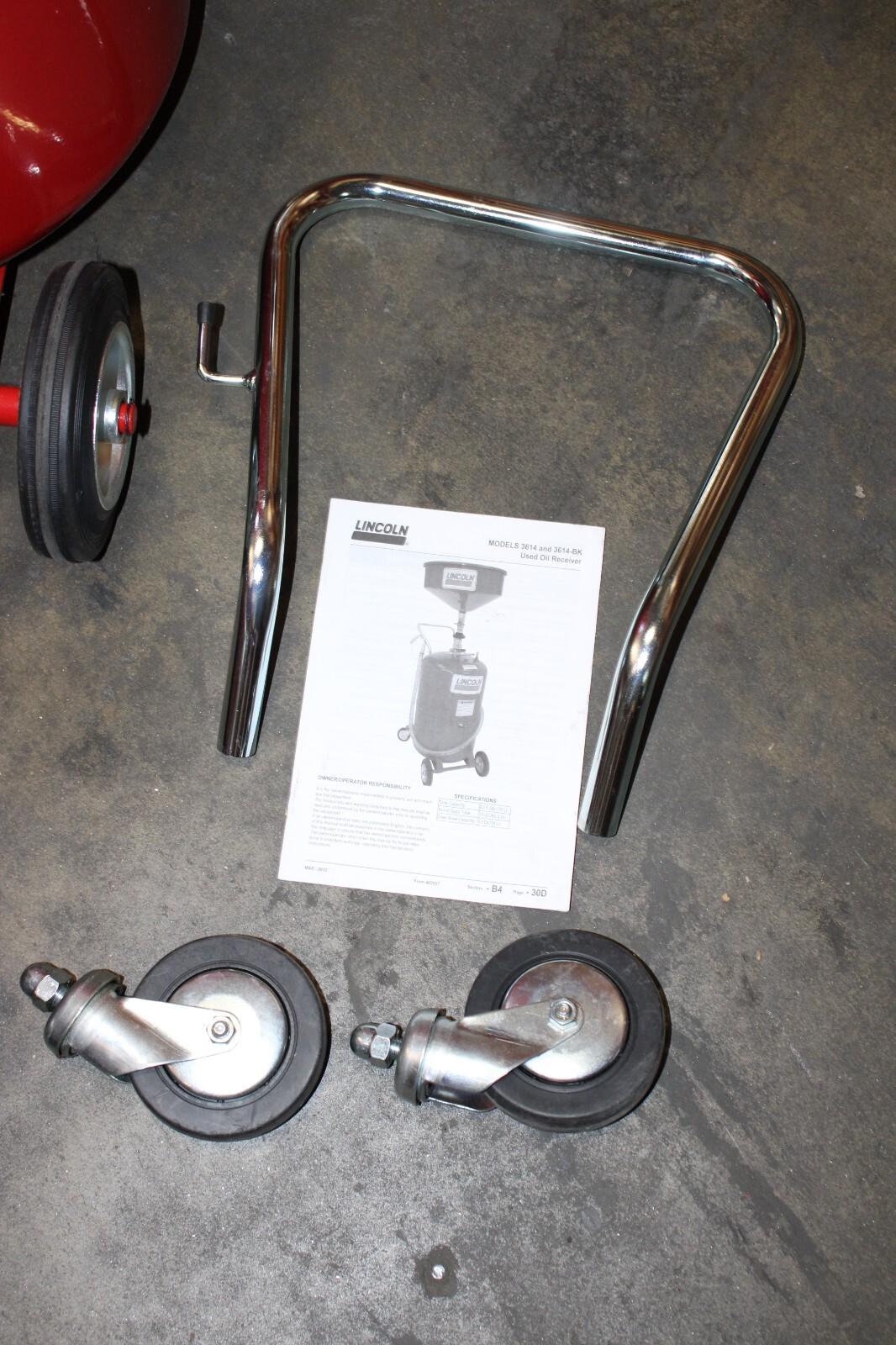 LINCOLN 3614 Oil Drain: 20 gal Capacity, Pressurized, Red, w/ Sight, NOB - Northside Material Brokers