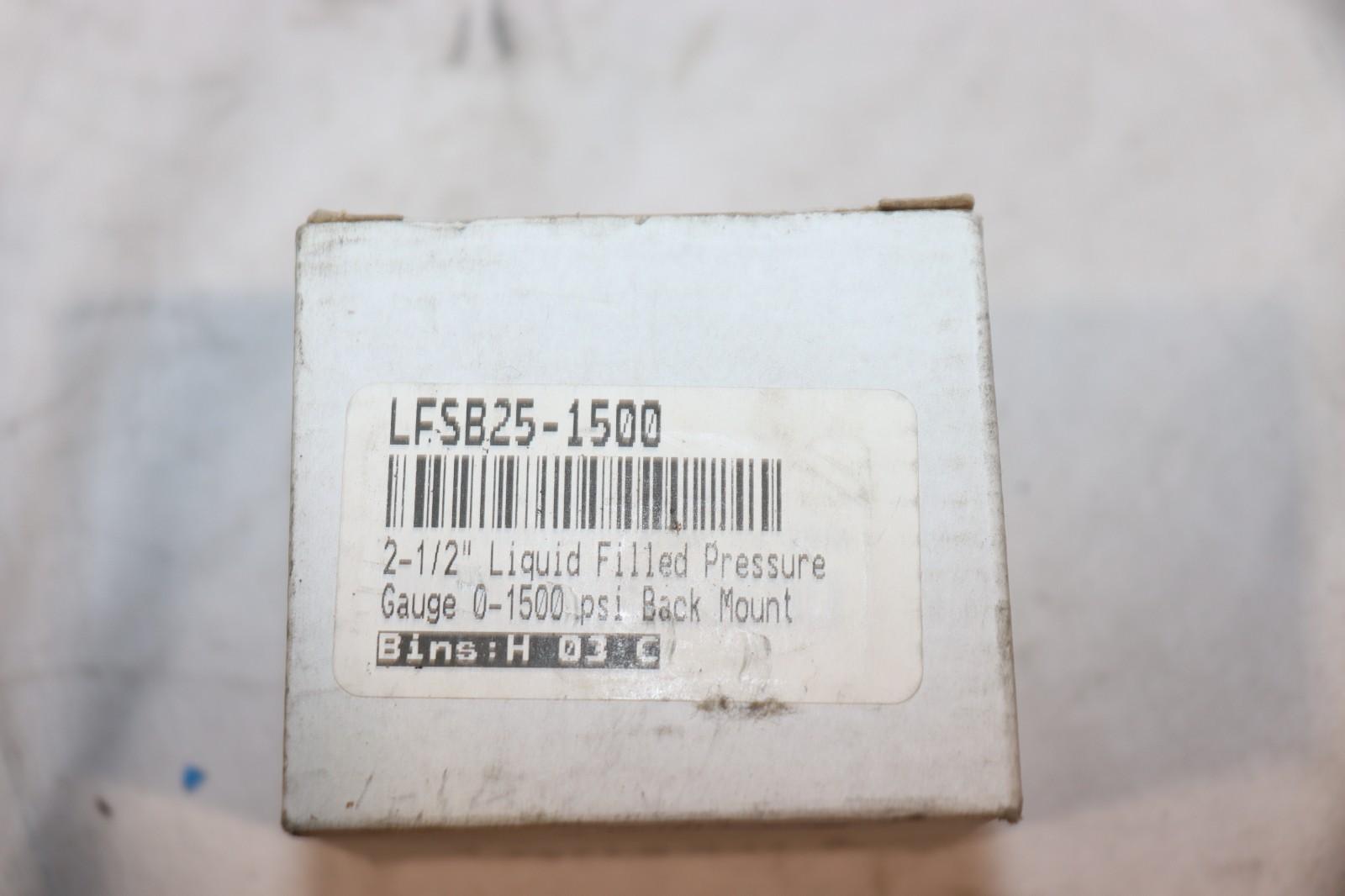 LIQUID FILLED PRESSURE GAUGE 0-1500 PSI, 2.5" FACE, 1/4" BACK MOUNT, LFSB25-1500 - Northside Material Brokers