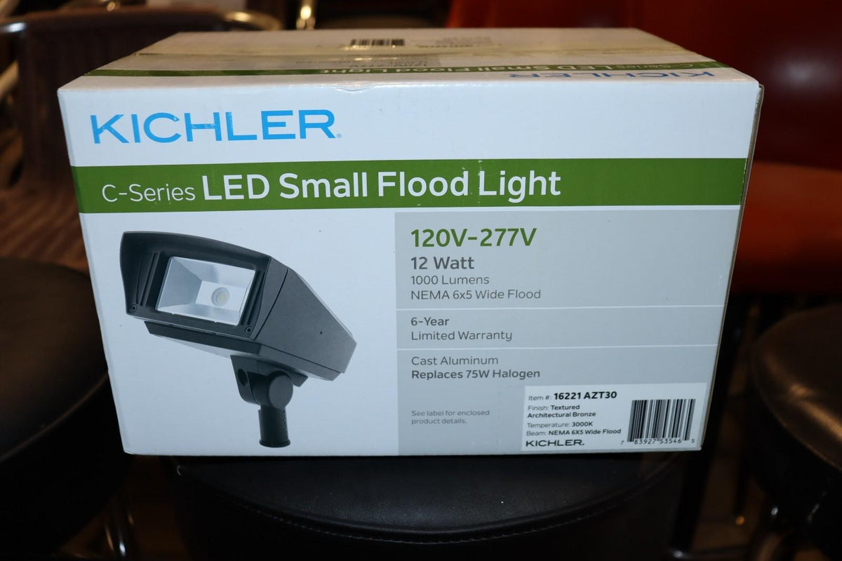 lot of 10 - KICHLER 16221 AZT30 C-SERIES COMMERCIAL OUTDOOR FLOODLIGHT, BRONZE - Northside Material Brokers