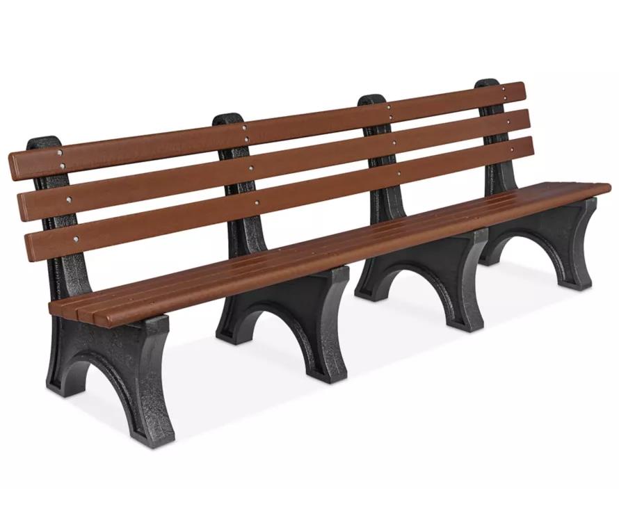 LOT OF 2 - Uline 8' Brown/Black Bench H-7942BR 100% Recycled Plastic, NEW - Northside Material Brokers