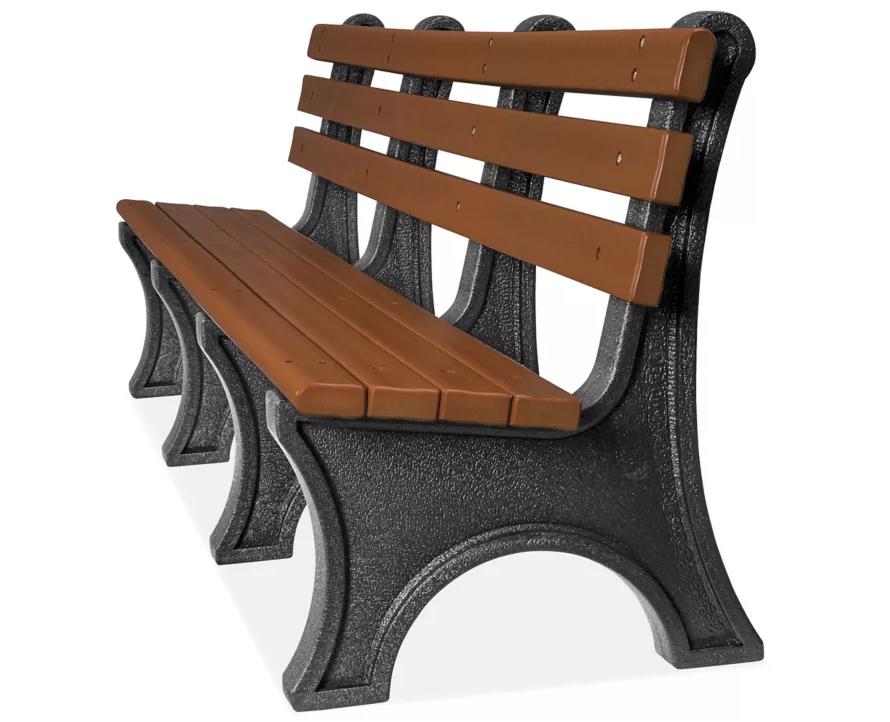 LOT OF 2 - Uline 8' Brown/Black Bench H-7942BR 100% Recycled Plastic, NEW - Northside Material Brokers