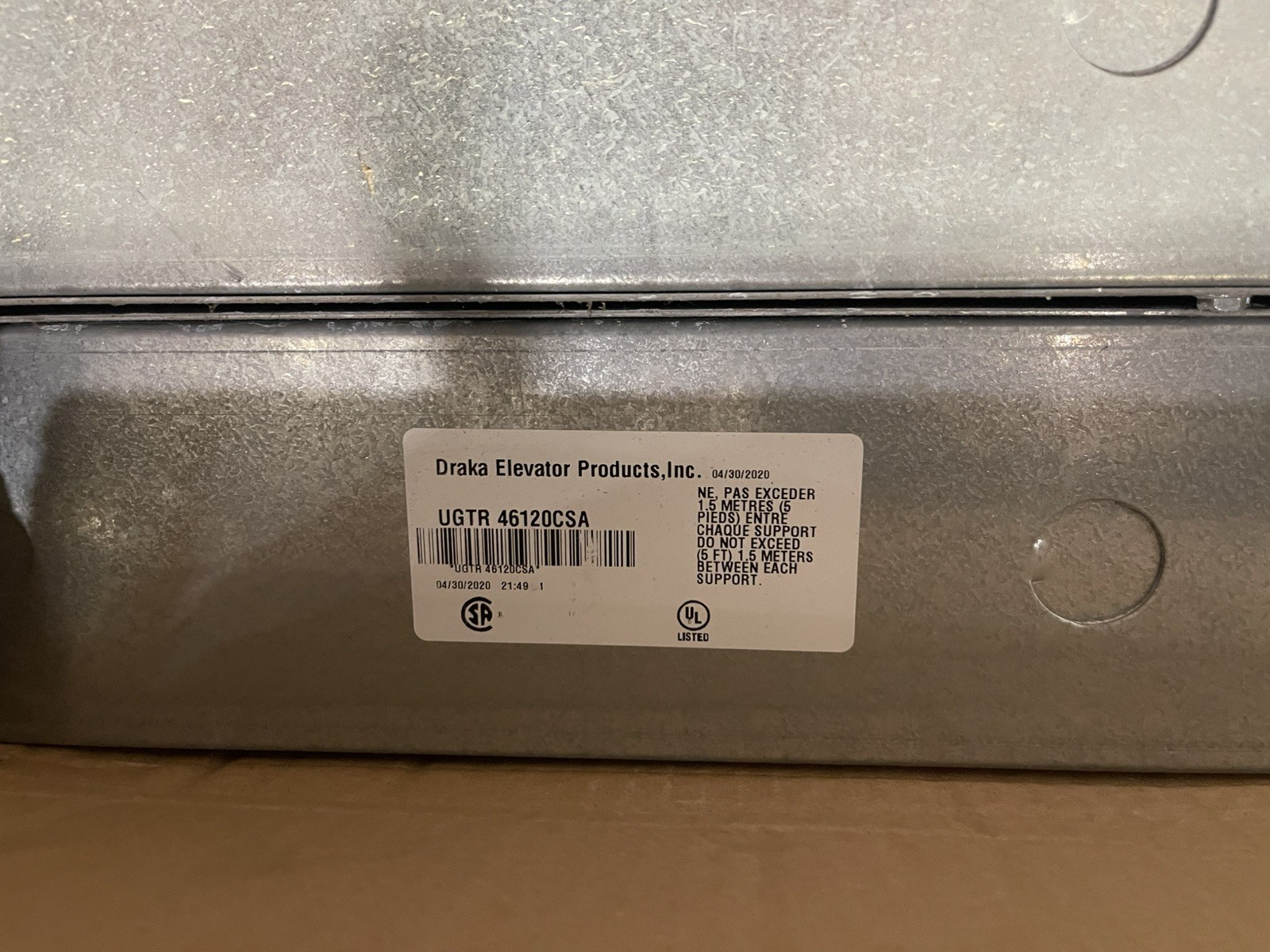 LOT OF 33 - Draka Elevator Wireway 4"x6"x120" Galvanized Metal UGTR-46120CSA - Northside Material Brokers