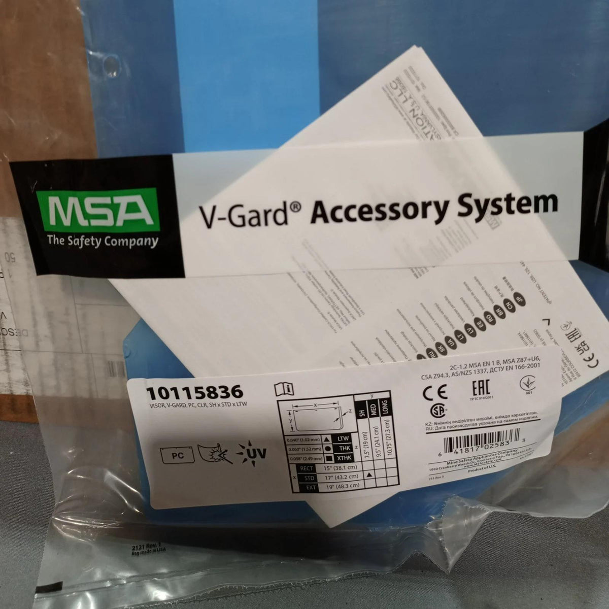 Lot Of 50 MSA V-Gard Visor 10115836 - Northside Material Brokers