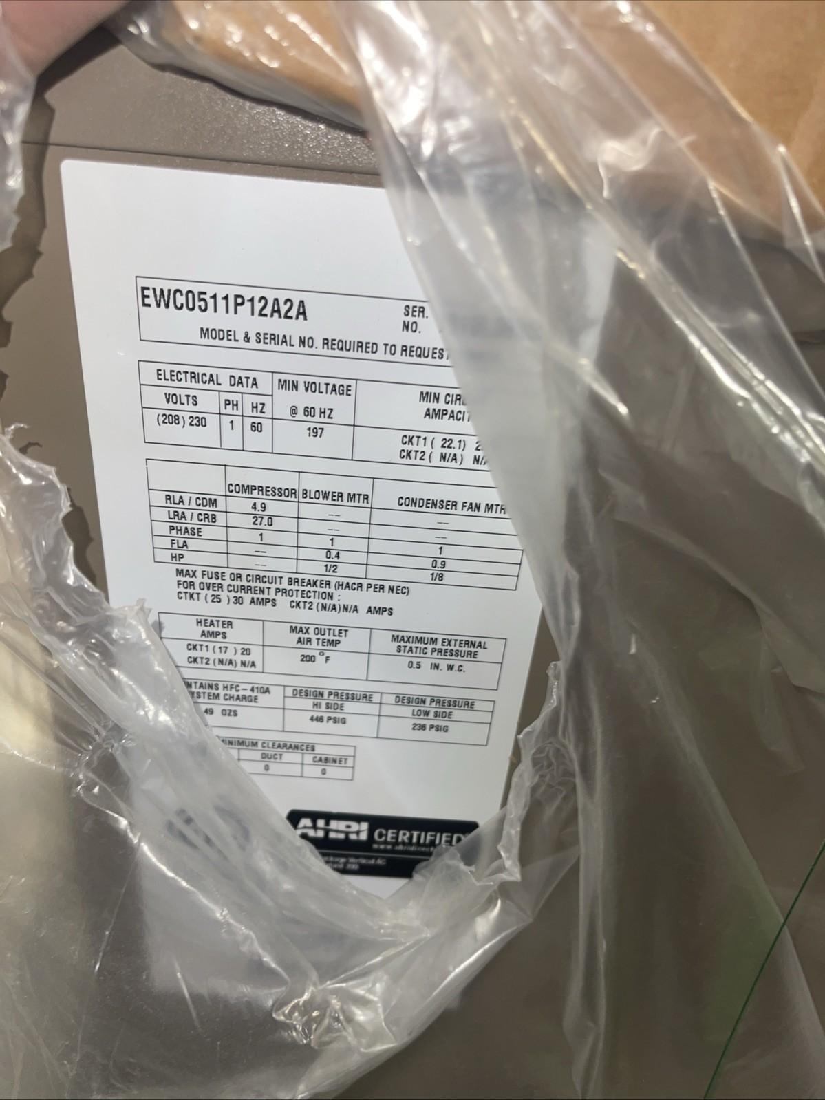 MAGIC PAK EWC0511P12A2 1 Ton AC Packaged Unit W/ 5KW Installed Electric Heat - Northside Material Brokers