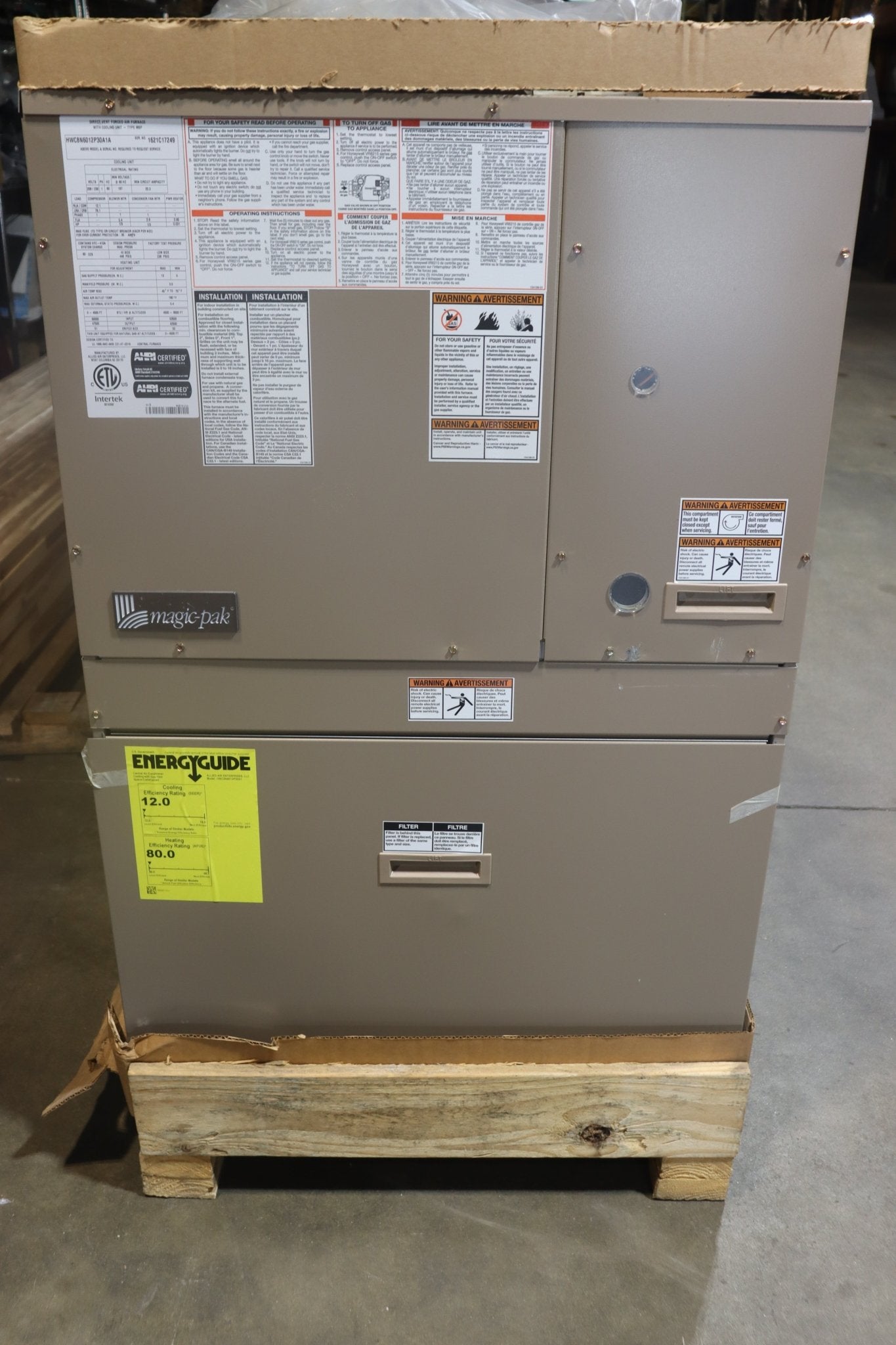 Magic-Pak HWC8N6012P30A1 Packaging Vertical Unit 60K Heat / 30K Cooling - Northside Material Brokers