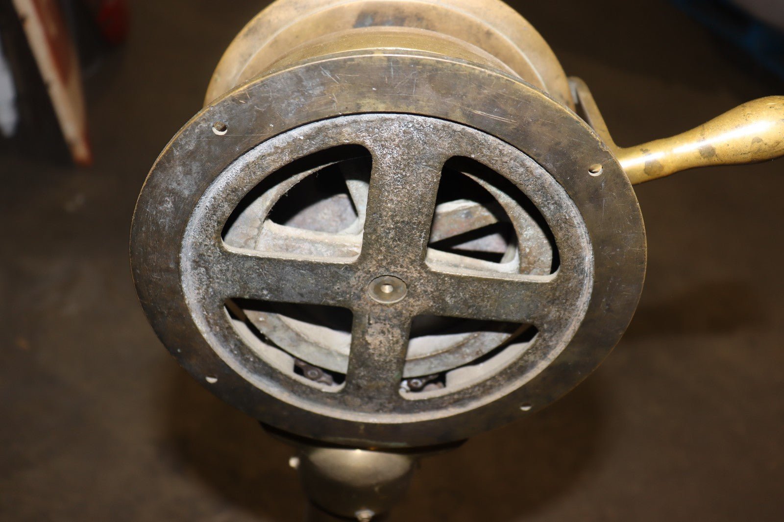 Marine Brass Telegraph 7” - Nautical Ship Engine Room Decor with Wood Base - Northside Material Brokers