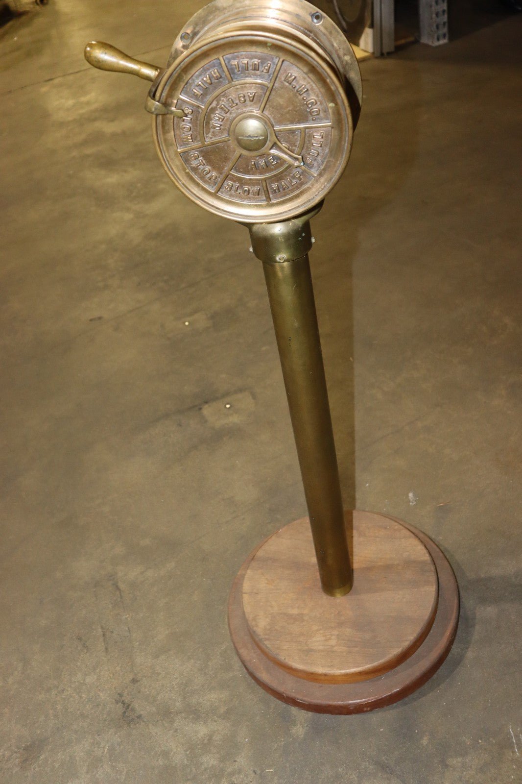 Marine Brass Telegraph 7” - Nautical Ship Engine Room Decor with Wood Base - Northside Material Brokers