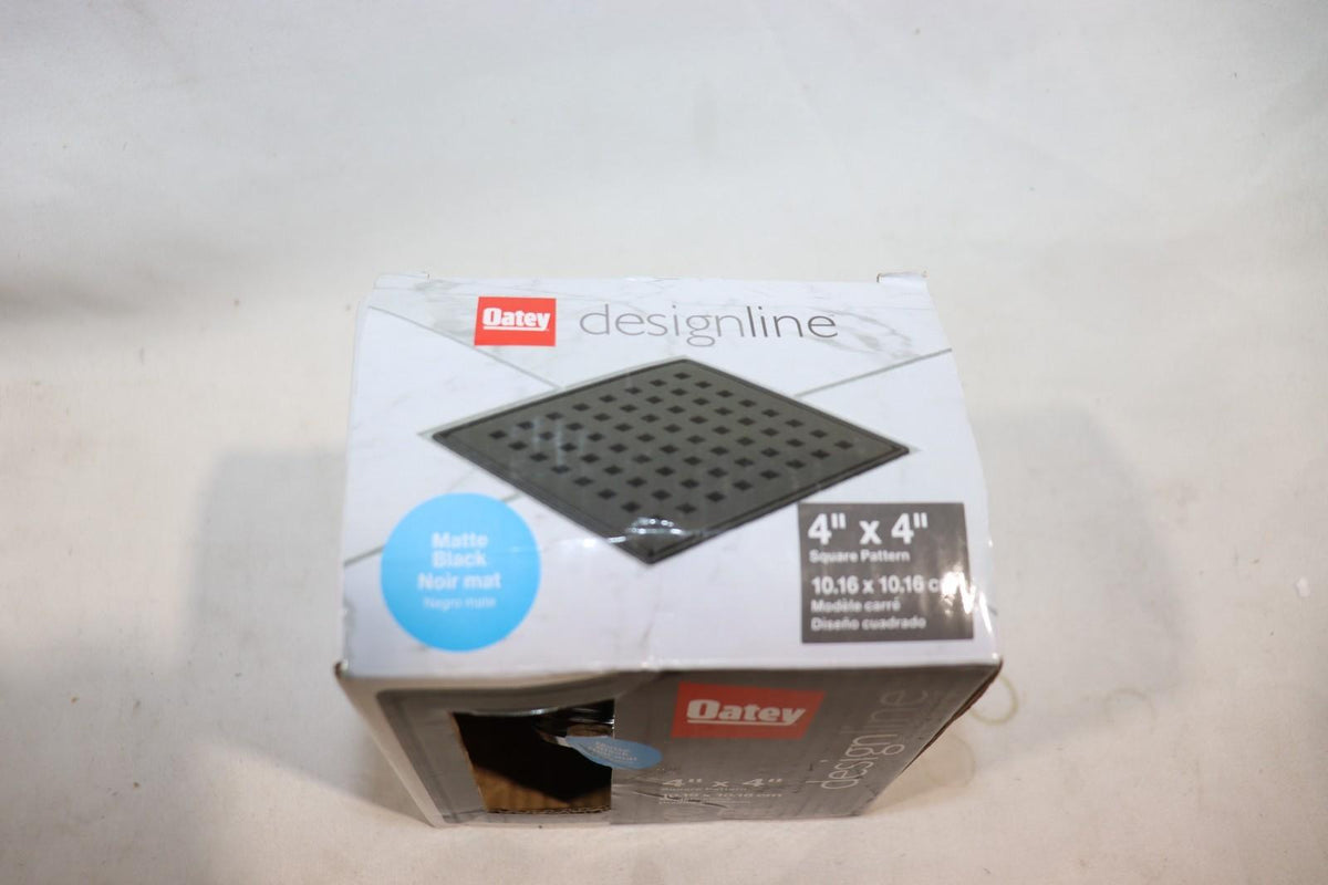Matte Black Oatey Design line 4"x4" Stainless Steel Square Shower Drain - Northside Material Brokers