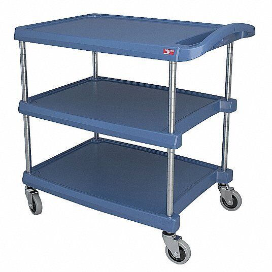 METRO Utility Cart Plastic Shelves: 400 lb Load Capacity, 4 Swivel, MY2030-34BU - Northside Material Brokers