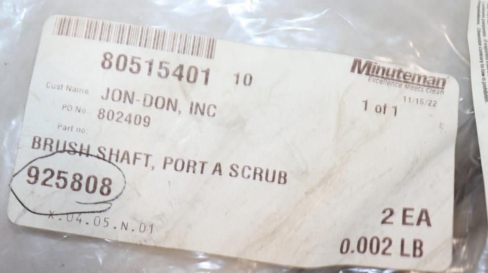 Minuteman 925808 Brush Shaft, Port A Scrub, (2 Shafts) - Northside Material Brokers