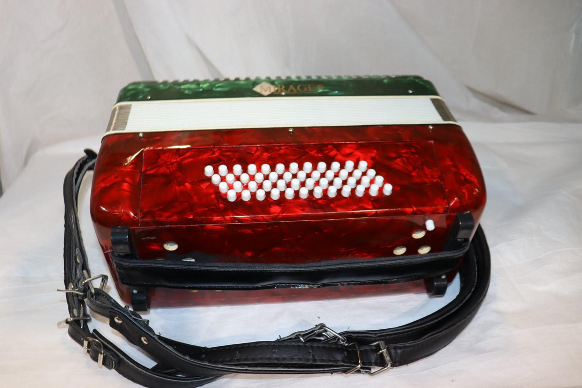 Mirage Accordian with Mexican Flag Colors, w/ Case, Used. - Northside Material Brokers