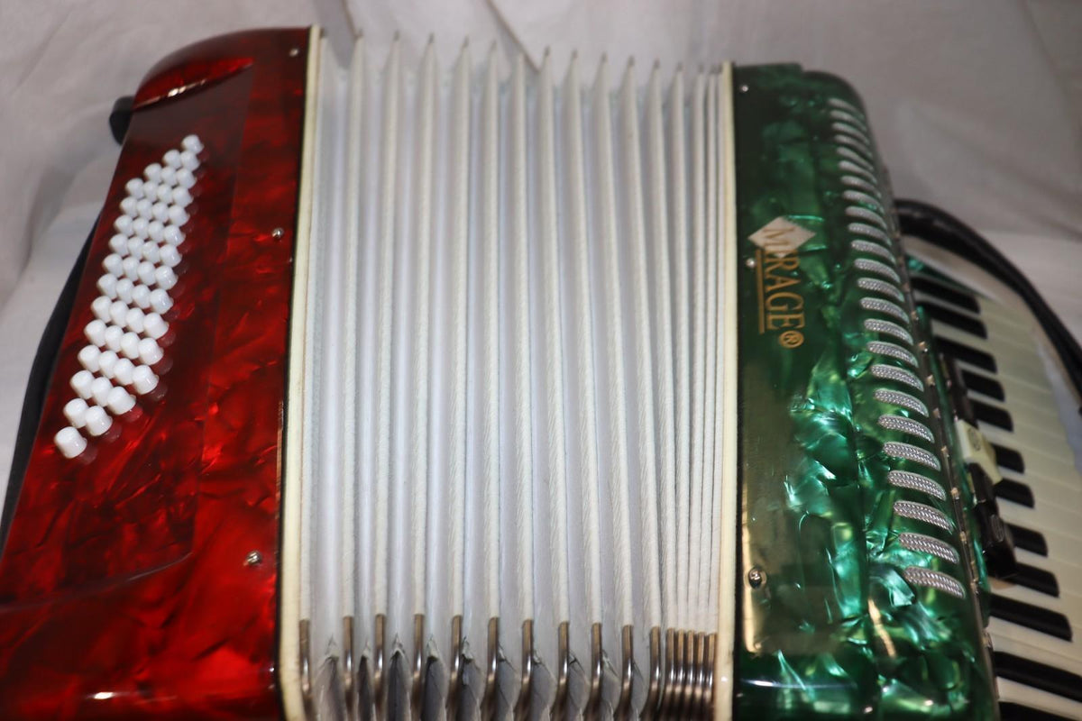 Mirage Accordian with Mexican Flag Colors, w/ Case, Used. - Northside Material Brokers