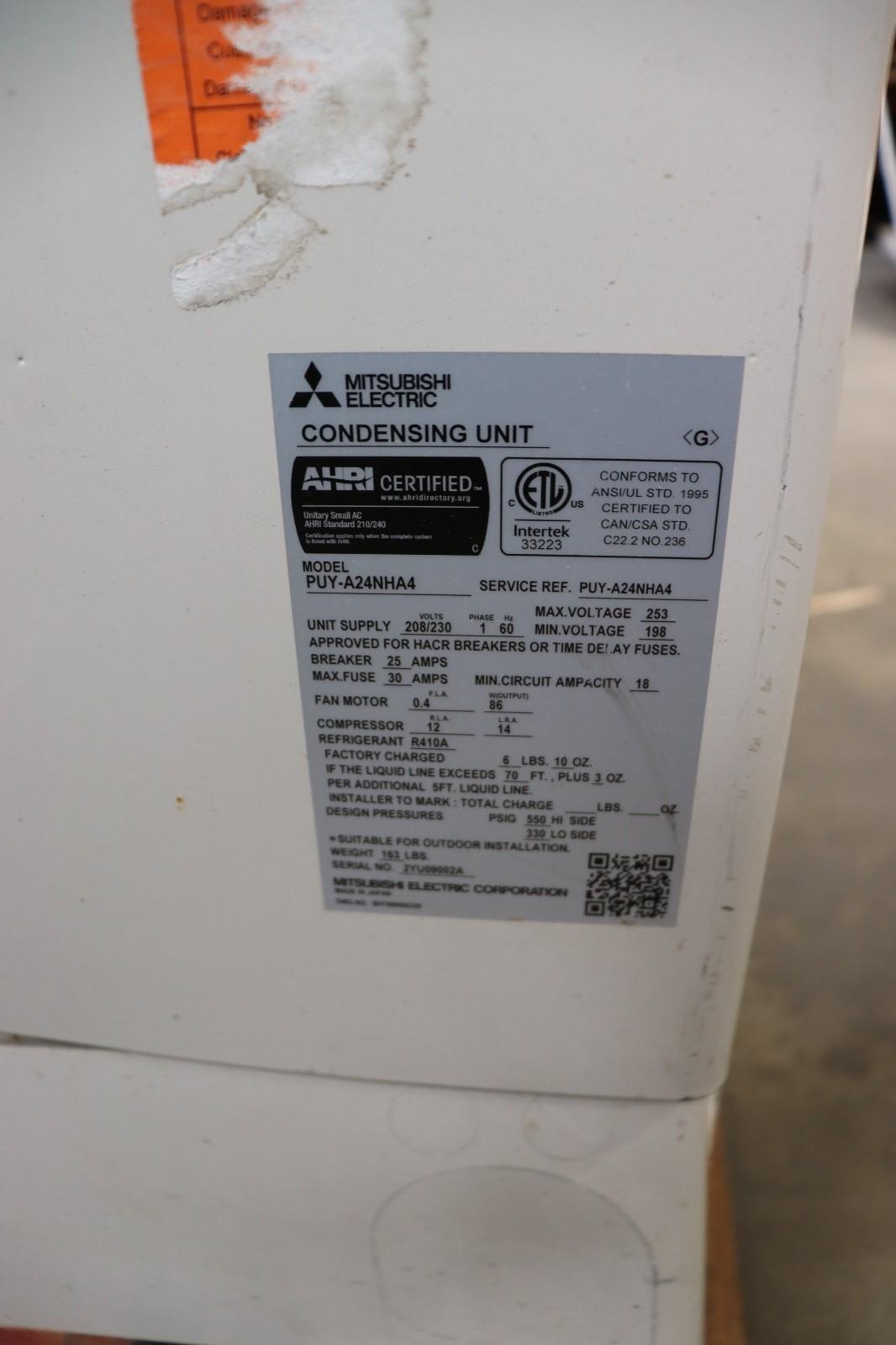 Mitsubishi PUY-A24NHA4 Single Zone 24k BTU Outdoor Mini-Split Condensing Unit - Northside Material Brokers