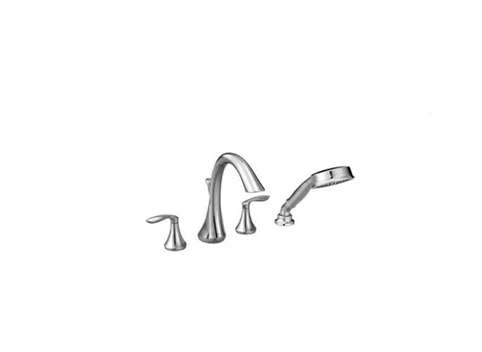 Moen Eva™ Two Handle Roman Tub Faucet Chrome w/ Hand Wand Trim, MT944 - Northside Material Brokers