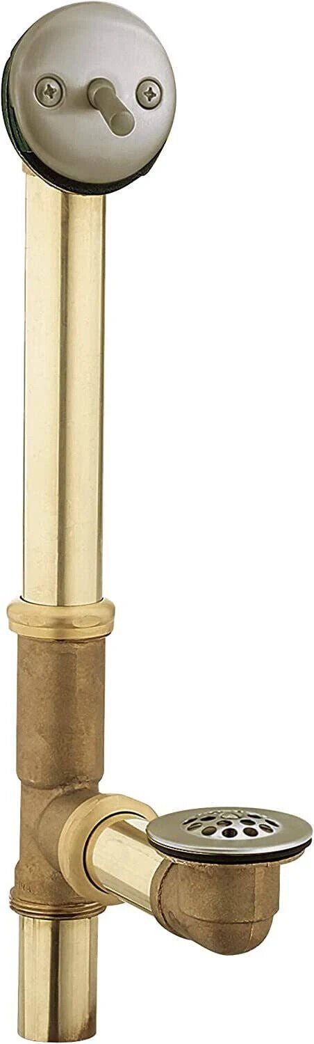 Moen Tub Drain w/ Brass Tubing & Trip Lever Drain Assembly, Chrome, 90410 - Northside Material Brokers