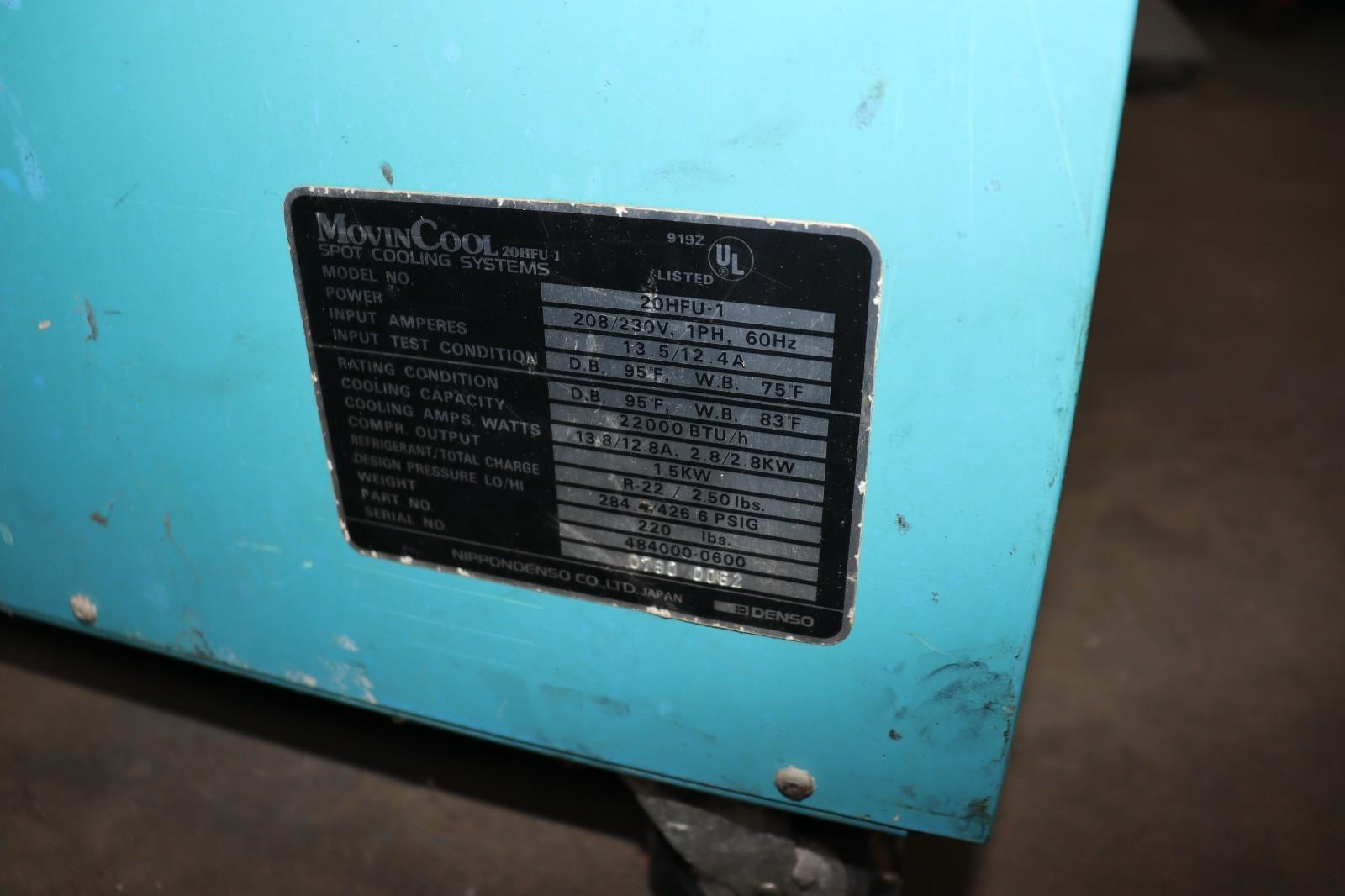 MovinCool 20HFU-1 Spot Cooling System, Used, Missing Tank - Northside Material Brokers