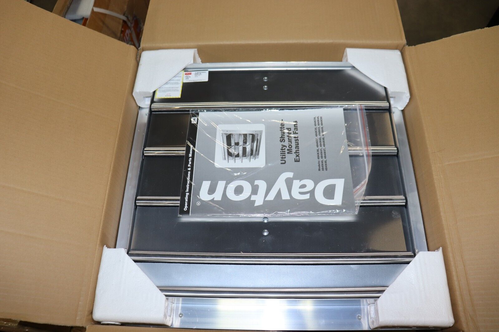 NEW - Dayton 484X41 18" Shutter Mount Exhaust Fan 1/4 HP 115V AC - Northside Material Brokers