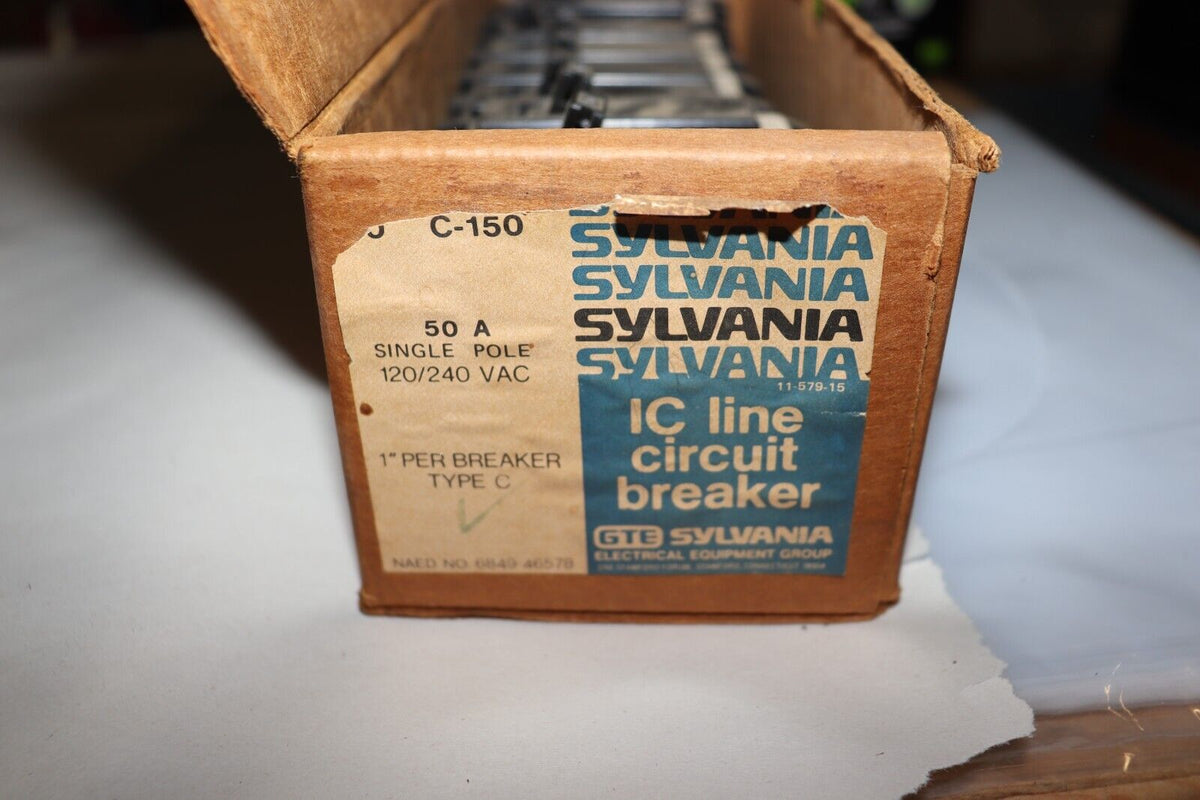 NEW Sylvania C-150 1 pole 50 amp 10kA 120/240V Circuit Breaker - Northside Material Brokers