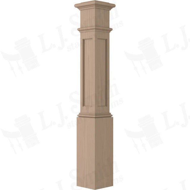 Oak Recessed Panel 7 1/2" X 53 1/2" Box Newel Post LJ-4094 - Northside Material Brokers