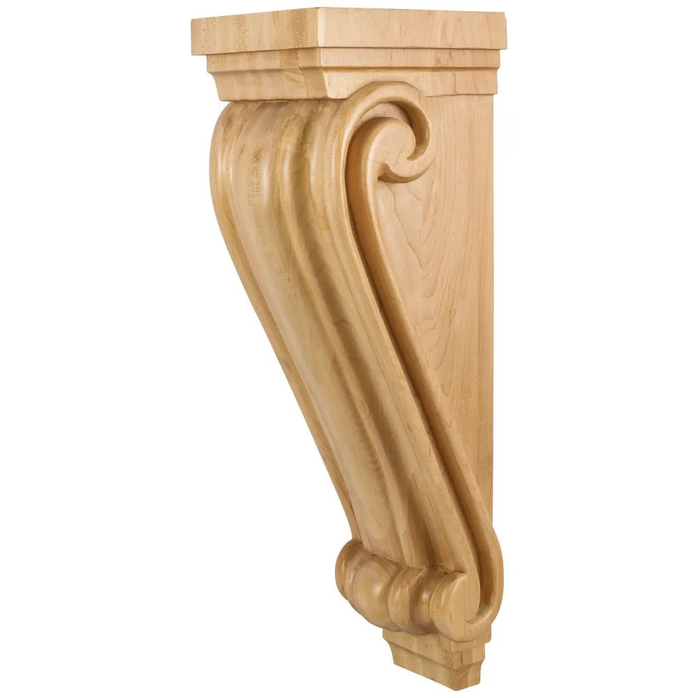 Oak Scrolled Corbel 6-3/4" W x 7-5/8" D x 22" H CORC-3OK - Northside Material Brokers