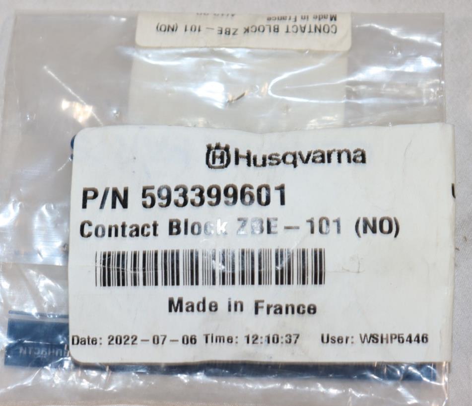 OEM Husqvarna 593399601, ZBE101 22mm 1NO Normally Open Contact Block - Northside Material Brokers