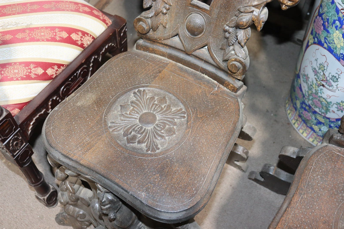 PAIR - Rococo Revival DEVILS CHAIR Prudent Mallard New Orleans Late 1800s - Northside Material Brokers