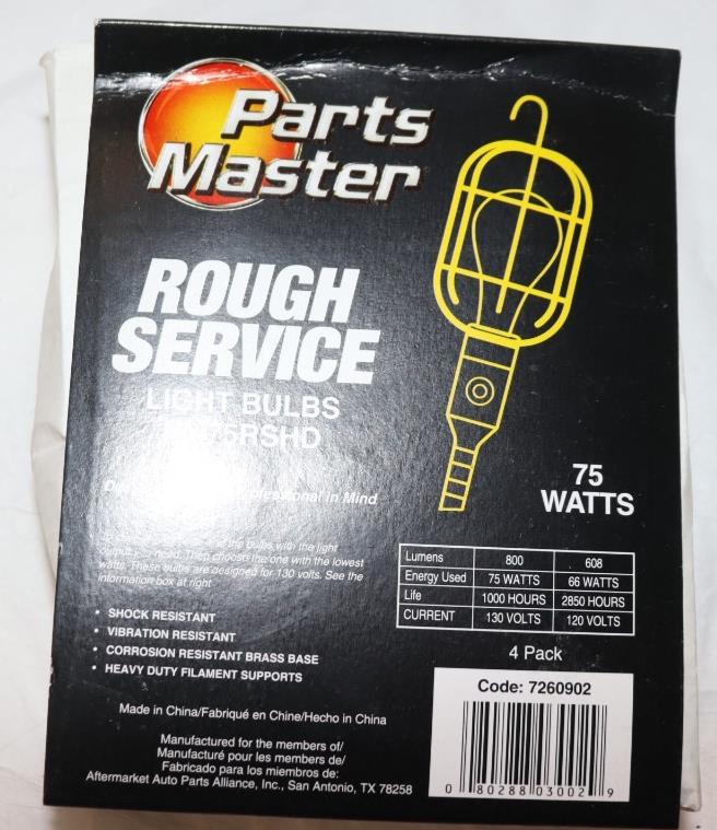 Parts Master 75 Watt Rough Service Bulbs - 4 Pack - Northside Material Brokers
