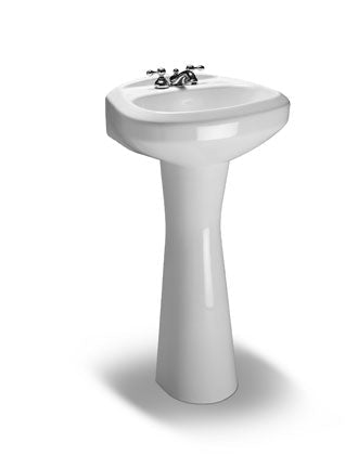 Pedestal Lavatory Sink White 4 Inch Spread with Hidden Overflow Vortens - Northside Material Brokers