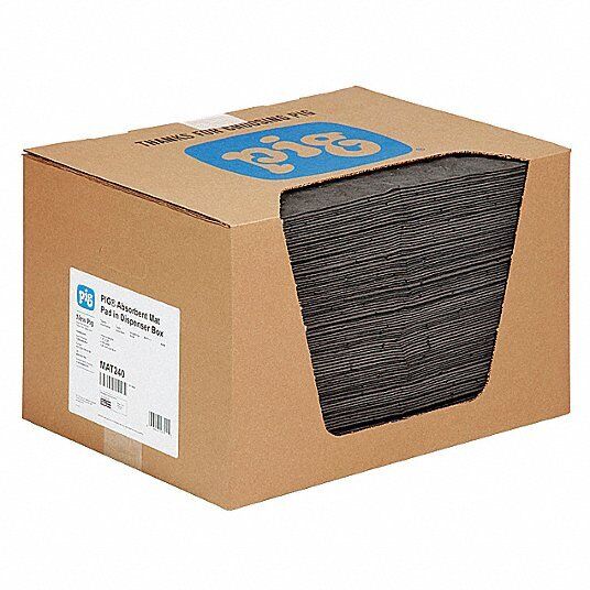 PIG Absorbent Mat Pad: 28 oz Volume Absorbed Per Pad, 22 gal (100 Pads), MAT240 - Northside Material Brokers