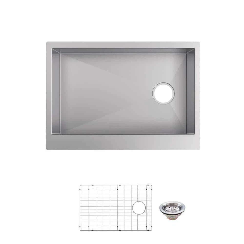 Professional 27 in. Farmhouse/Apron-Front Single Bowl 16 Gauge Stainless Steel - Northside Material Brokers