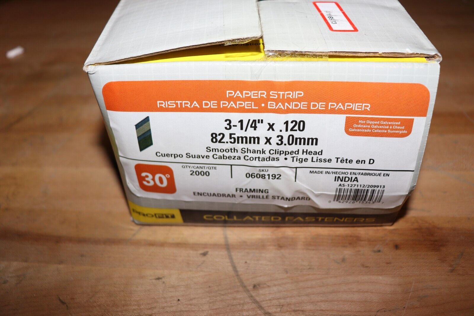 Profit 3 1/4" x .120 Smooth Shank Nails, Paper Strip Collated, HDG 2000 pcs box - Northside Material Brokers