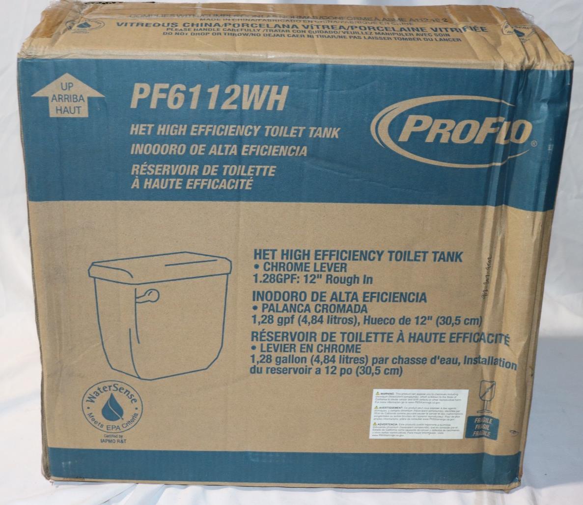 PROFLO PF6112 1500 1.28 GPF Toilet Tank Only with 12" Rough-In - White - Northside Material Brokers