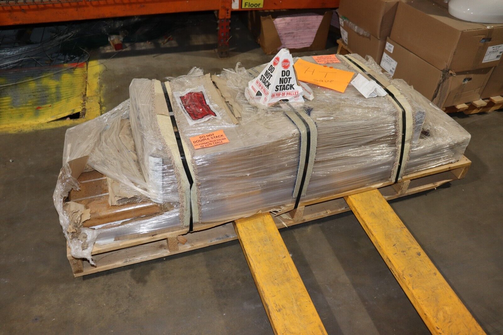 Qty 2 - 72" Com. Concrete Bench Polished Red Quartzite Bench Tan River Rock Fram - Northside Material Brokers