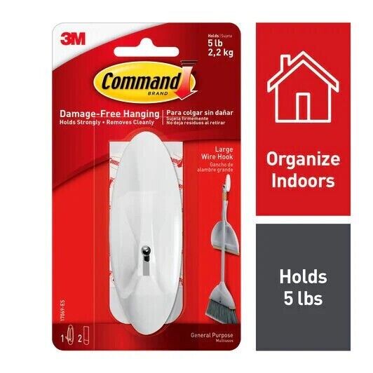 Quantity of 4 - 3M - 7100051988 - Command Large Wire Hook 17069-ES - Northside Material Brokers