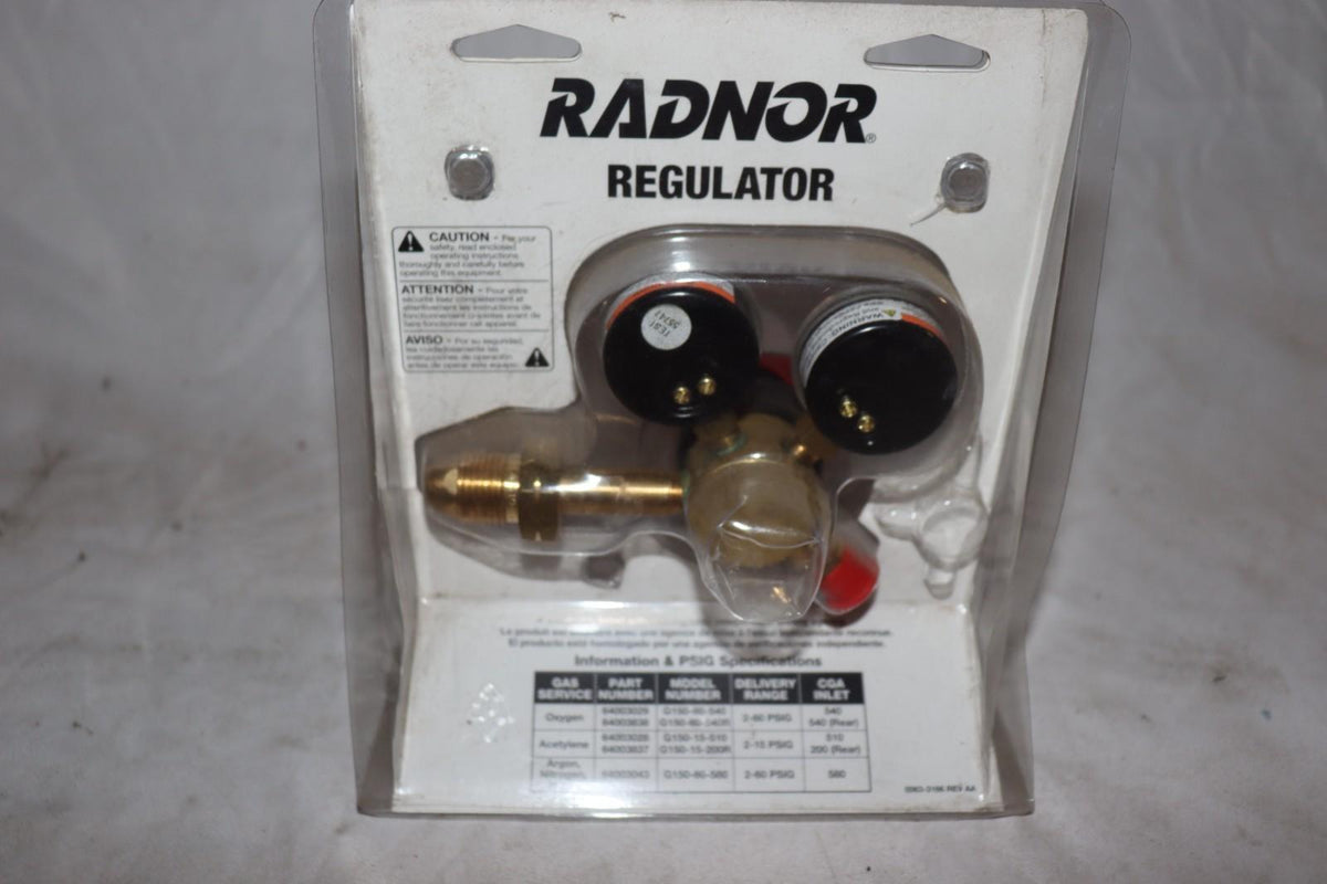 RADNOR G150-15-510 SINGLE STAGE ACELYLINE GAS REGULATOR, NEW - Northside Material Brokers