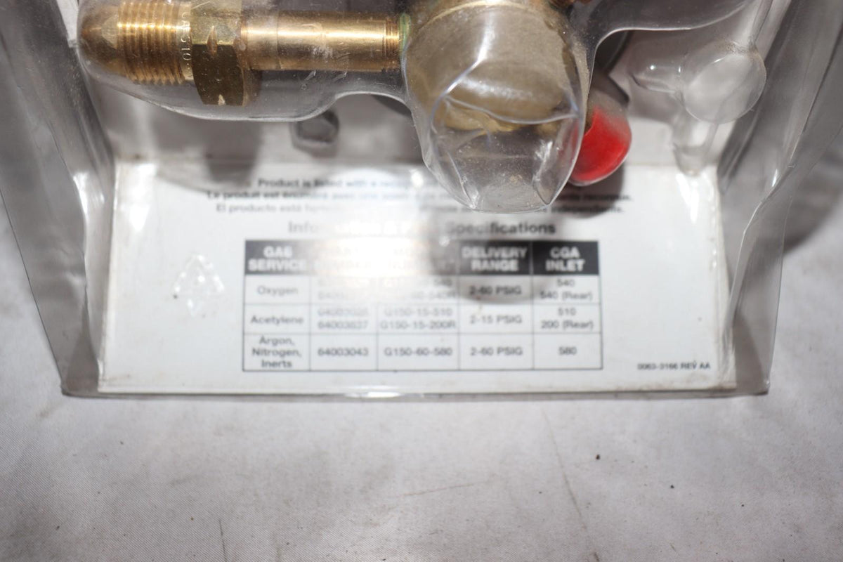 RADNOR G150-15-510 SINGLE STAGE ACELYLINE GAS REGULATOR, NEW - Northside Material Brokers