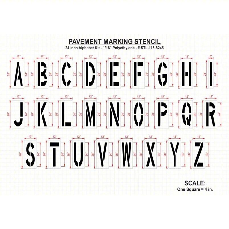 RAE PAVEMENT STENCIL ALPHABET KIT STL-116-8245 - Northside Material Brokers