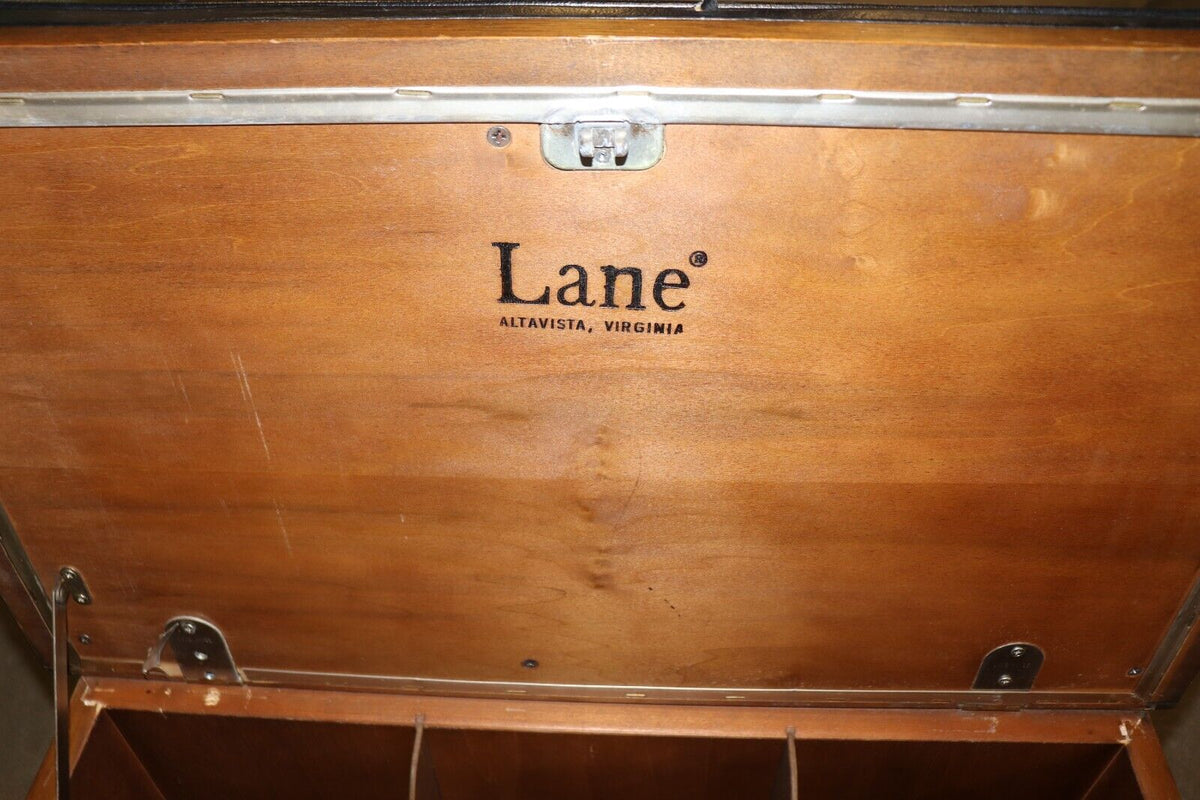 Record Cabinet by Lane, Flip up Door, w/ Wheels, Fair Condition - Northside Material Brokers