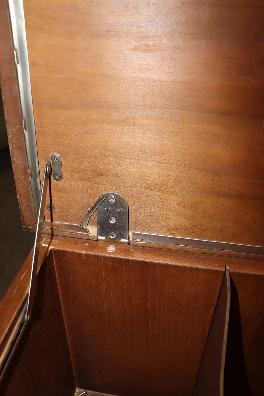 Record Cabinet by Lane, Flip up Door, w/ Wheels, Fair Condition - Northside Material Brokers