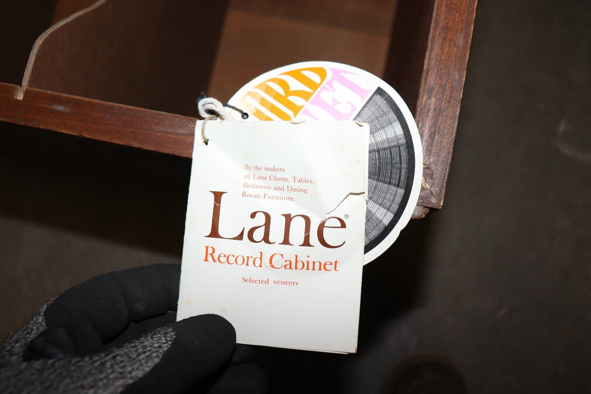 Record Cabinet by Lane, Flip up Door, w/ Wheels, Fair Condition - Northside Material Brokers