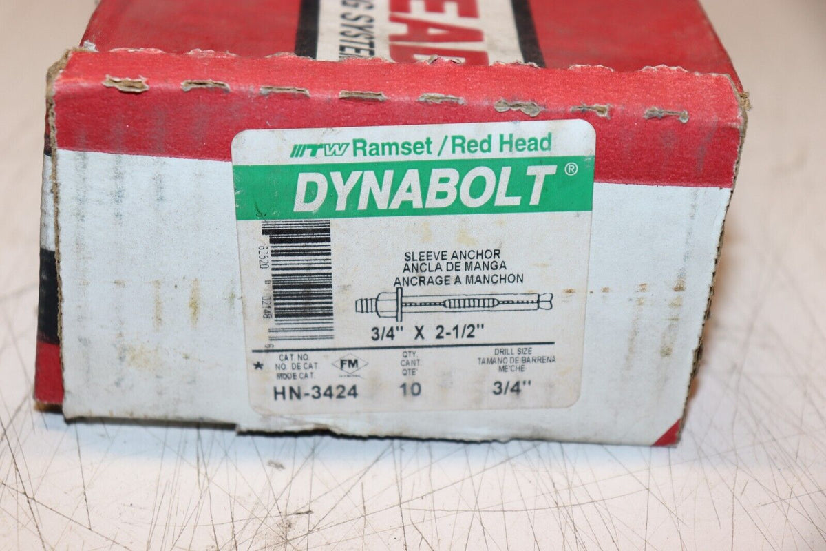 RED HEAD Sleeve Anchor: 2G498, 2 1/2 in Lg, 3/4Dia, 5/8-11 Thread Size, HN-3424 - Northside Material Brokers
