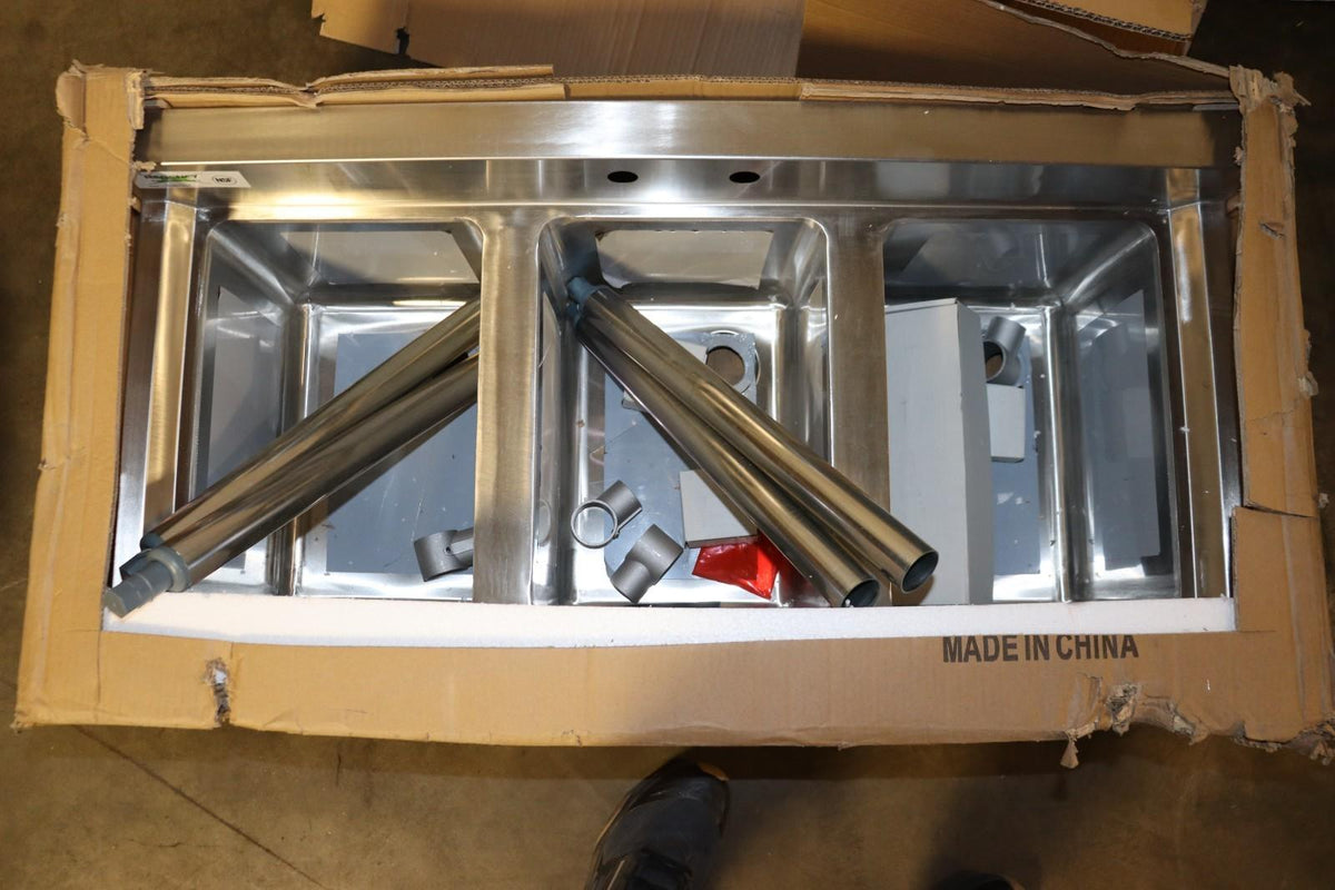 Regency 600B31014 38 1/2" x 18 3/4" Three Bowl Underbar Sink, NOB - Northside Material Brokers