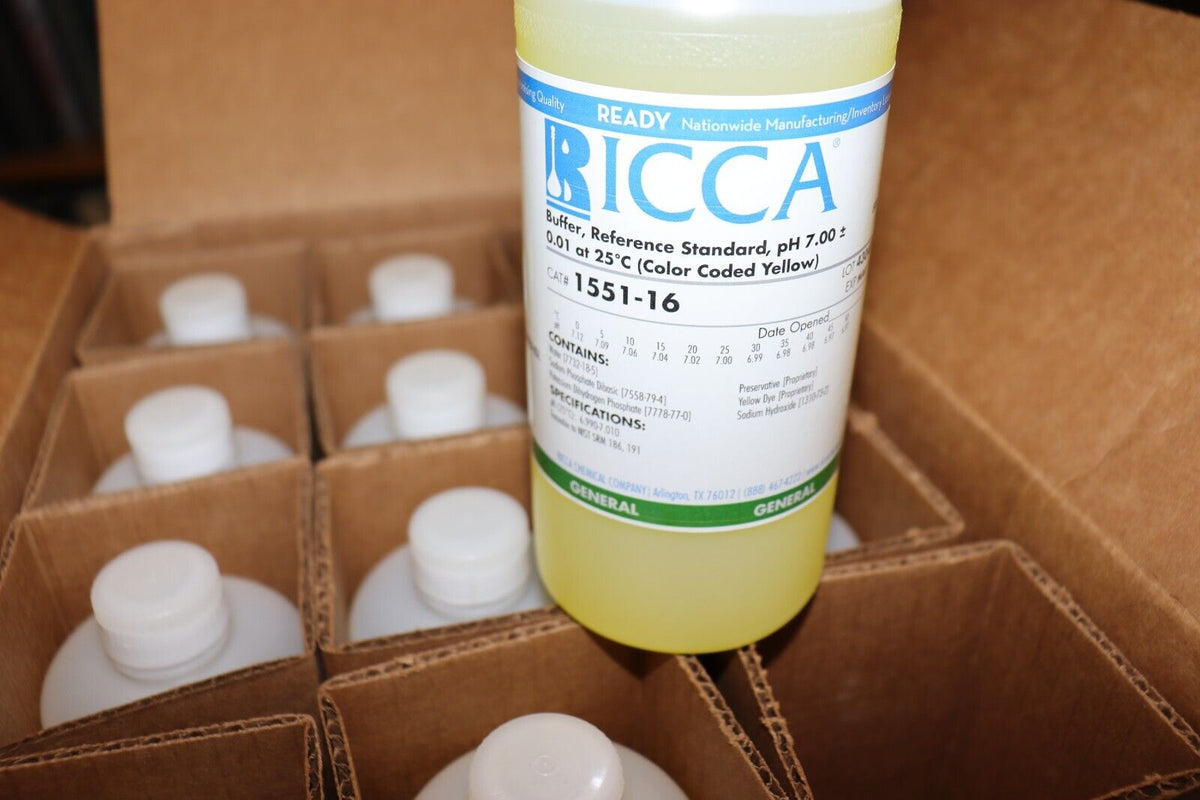 Ricca Chemical 1551-16, Reference Buffer: pH 7.00 +/-0.01 @ 25°C, Yellow, 500mL - Northside Material Brokers